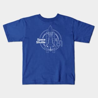 Space Shuttle Retro White Outlined Design Kids T-Shirt